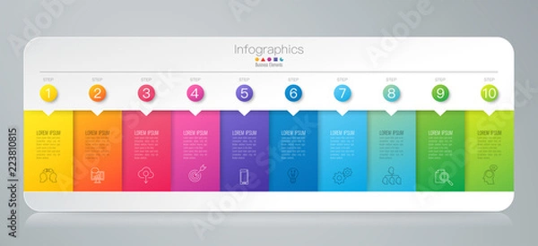 Fototapeta Infographics design vector and business icons with 10 options.