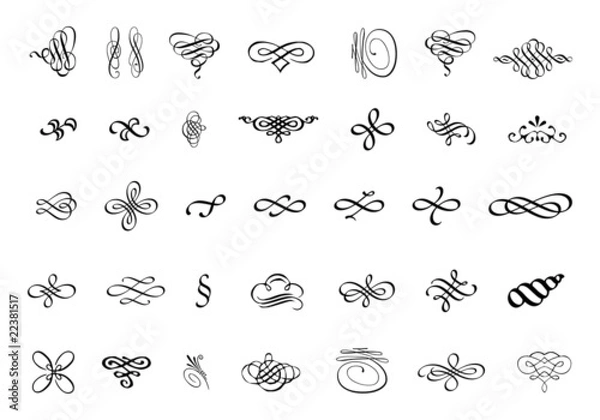 Obraz klasyczne ozdoby ze stalówki