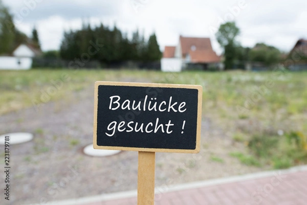Obraz Schild - Baulücke gesucht