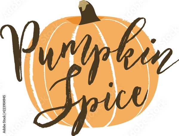 Obraz Sketchy Pumpkin with Pumpkin Spice Brush Lettering
