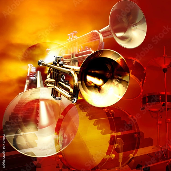 Obraz abstract jazz rock background musical instruments