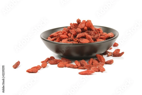 Obraz Goji Berries in a Black Dish