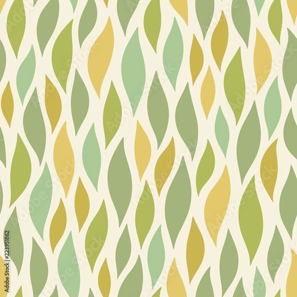Fototapeta Seamless vector floral pattern with abstract leaves painted random in pastel green colors on white background