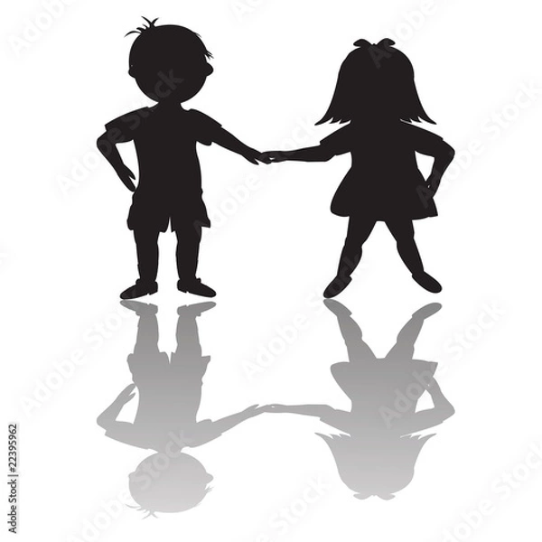 Obraz Children silhouettes with shadows