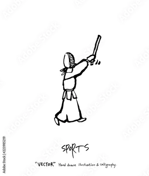 Fototapeta 스포츠 포스터 / 손으로 그린 스포츠 그림