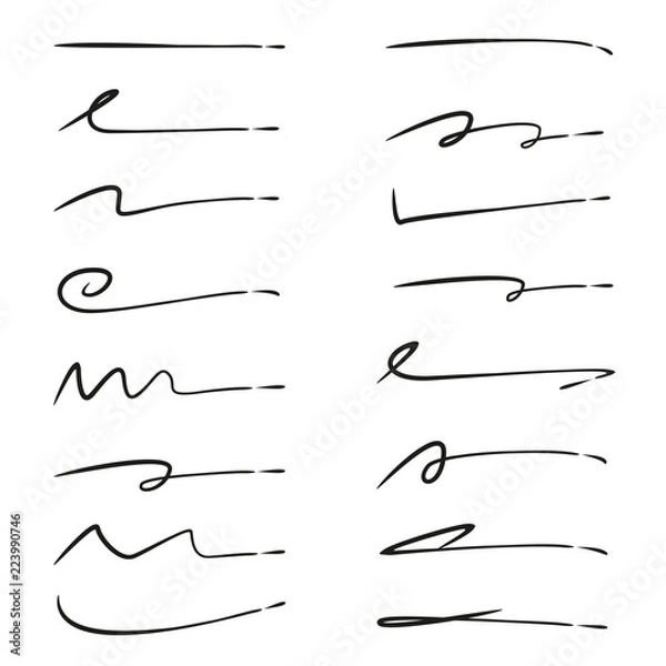 Fototapeta brush lines set and underlines elements