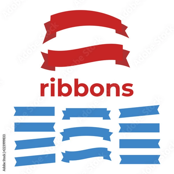 Fototapeta Vector Ribbon Set on white background. Banner ribbon vector set