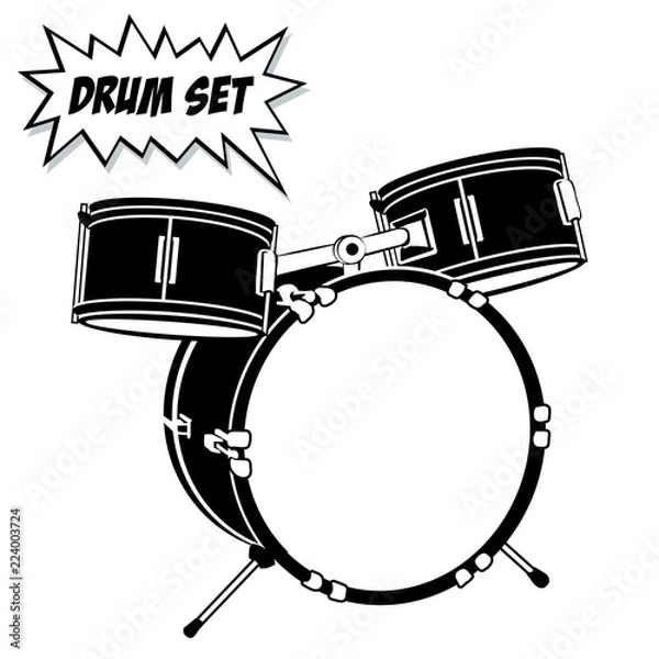 Fototapeta Drum set with basic 3 pcs.