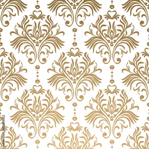 Fototapeta Vector floral damask pattern. Rich ornament, old Damascus style. Royal victorian seamless pattern for wallpapers, textile, wrapping, wedding invitation. EPS10