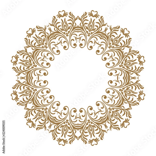 Fototapeta Vector decorative line art frames for design template. Elegant element for design, place for text. Golden outline floral border. Lace illustration for invitations and greeting cards
