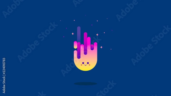 Fototapeta Abstract illustration of dropping fire ball with shadow sparks and smiley feature