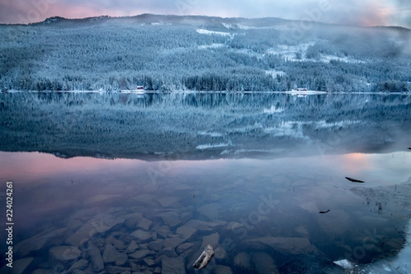 Fototapeta Norway, reflection at sunset