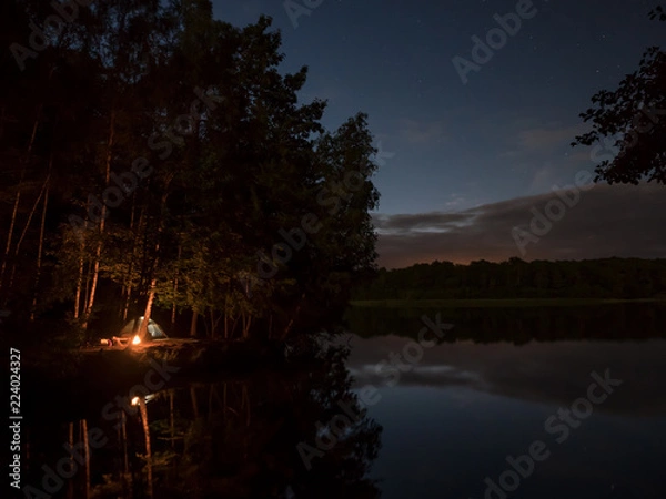 Obraz Germany, Stechlinsee campfire at night