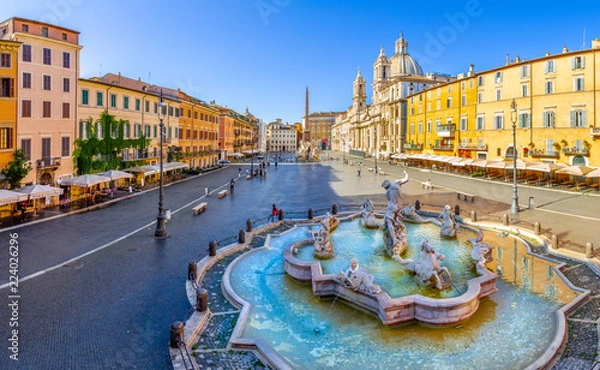 Fototapeta Plac Navona (Piazza Navona) w Rzymie, Włochy. Rzymska architektura i punkt orientacyjny. Piazza Navona to jedna z głównych atrakcji Rzymu i Włoch.