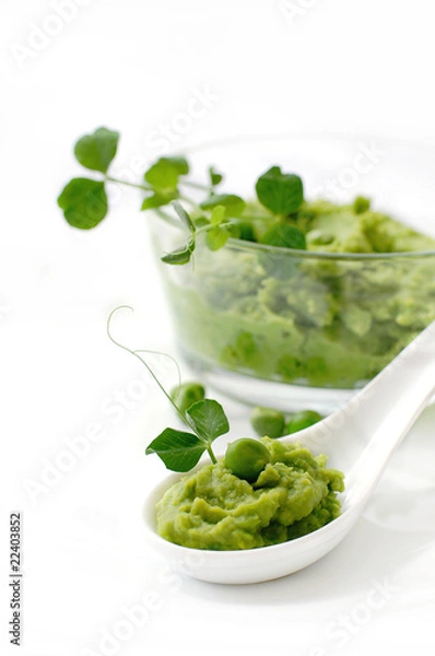 Fototapeta a spoonful of pea puree