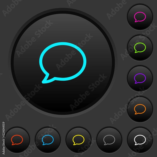 Fototapeta Empty comment bubble dark push buttons with color icons