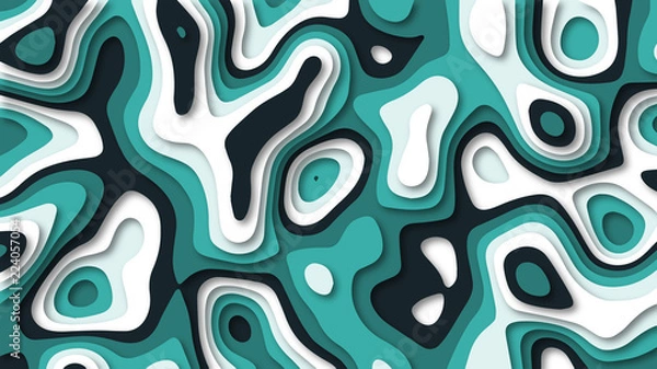 Fototapeta Papercut origami 3d style background with snowy mountains theme. Topography abstract illustration.