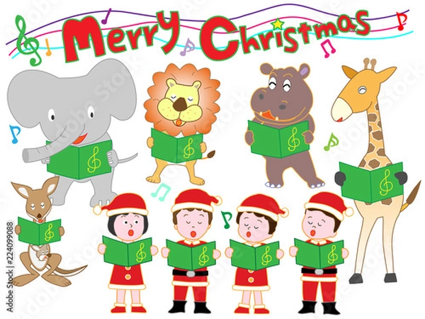 Fototapeta 動物と子供たちのクリスマスコンサート