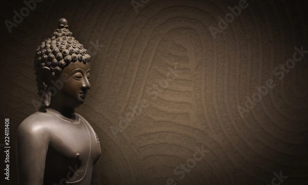 Obraz Buddha banner with brown background copy-space.