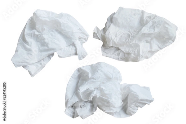 Fototapeta Piece paper napkin , isolated on white background with clipping path.