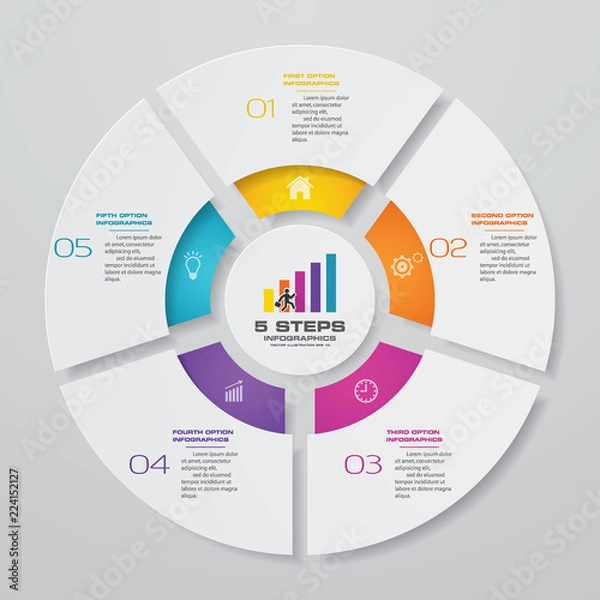 Obraz 5 steps cycle chart infographics elements.EPS 10.