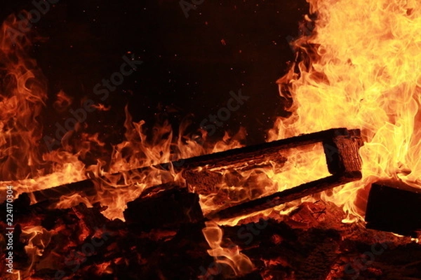 Fototapeta Burning planks