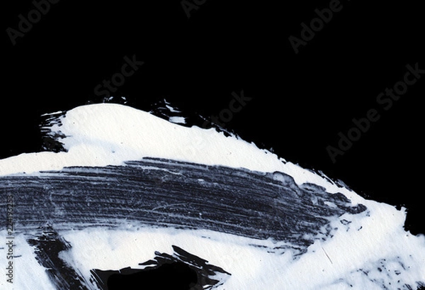 Fototapeta Dynamic white brush strokes on black background zen style background and texture.