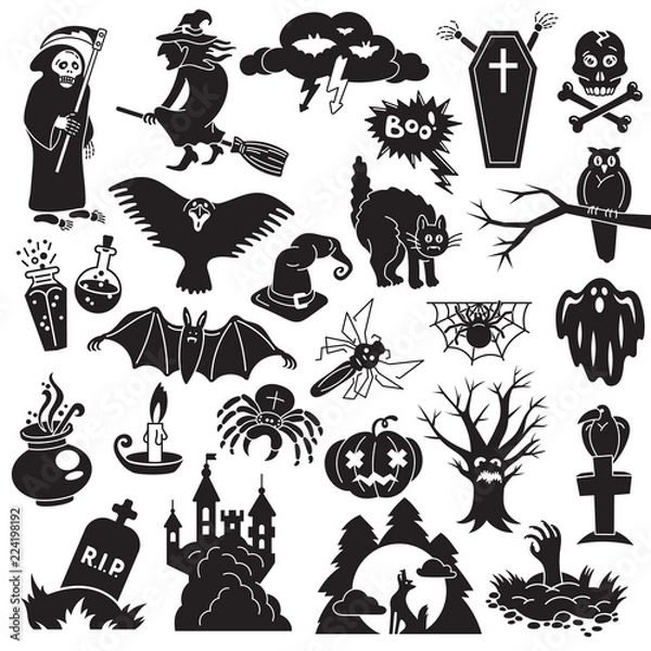 Fototapeta Halloween icon set. Simple set of Halloween vector icons for web design on white background