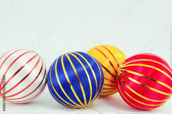 Obraz three christmas balls on white