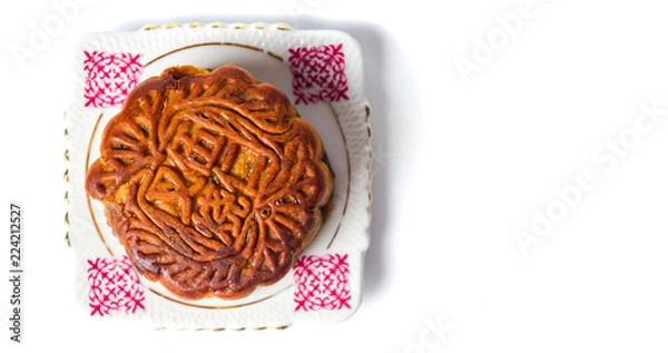 Obraz Chinese Mooncakes for Mid-autumn festival on a plate
