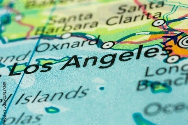 Fototapeta Los Angeles on a Map