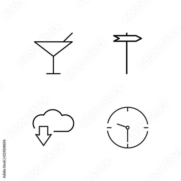 Fototapeta business simple outlined icons set