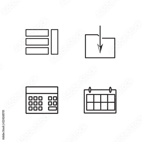 Fototapeta business simple outlined icons set