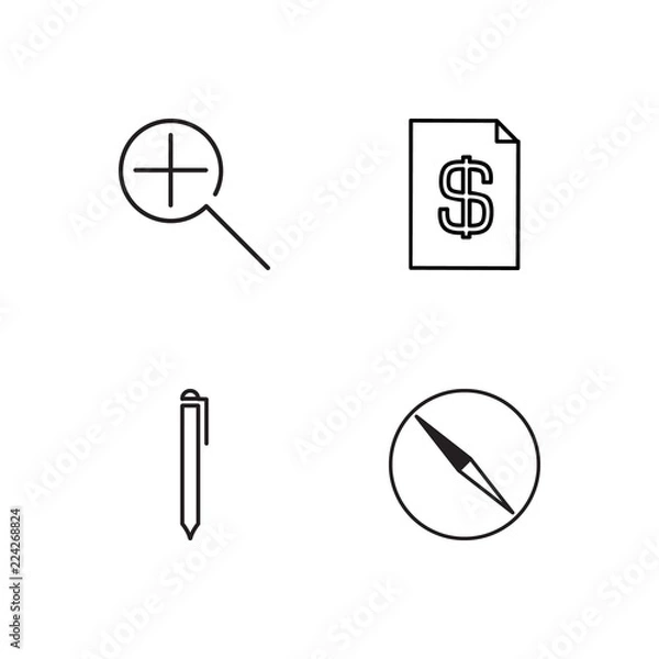 Fototapeta business simple outlined icons set