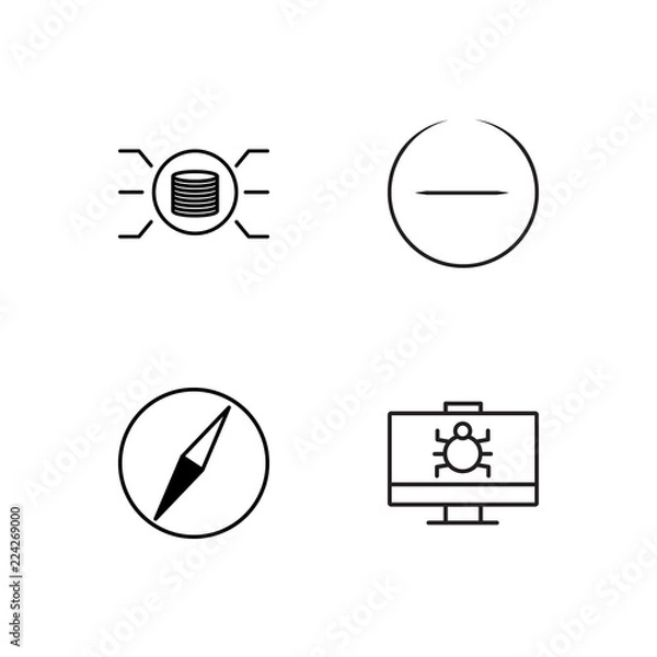 Obraz business simple outlined icons set