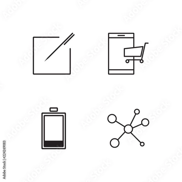 Obraz business simple outlined icons set