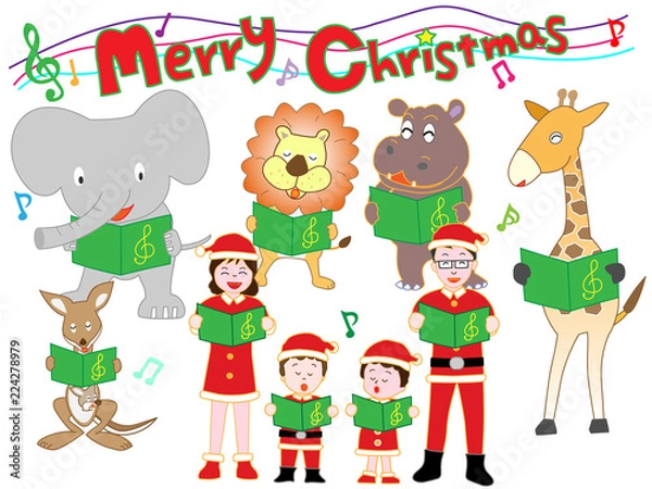 Fototapeta 家族と動物たちのクリスマスコンサート