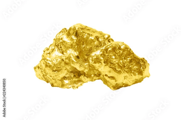 Obraz Golden bullion close up isolated on white background.