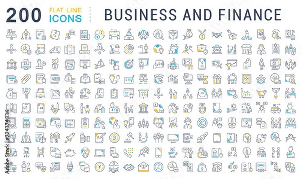 Fototapeta Set Vector Line Icons of Business and Finance.