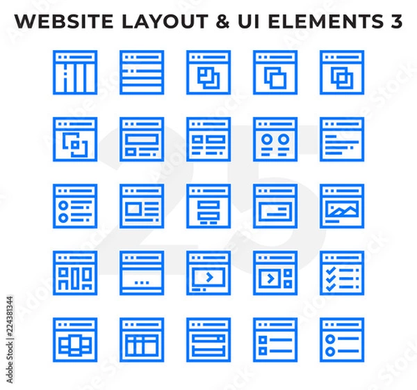 Fototapeta Dashed Outline Icons Pack for UI. Pixel perfect thin line vector icon set for web design and website application.