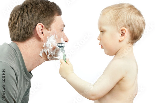 Obraz boy shaving father
