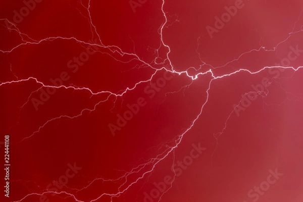 Obraz Lightning bolt in a red sky.