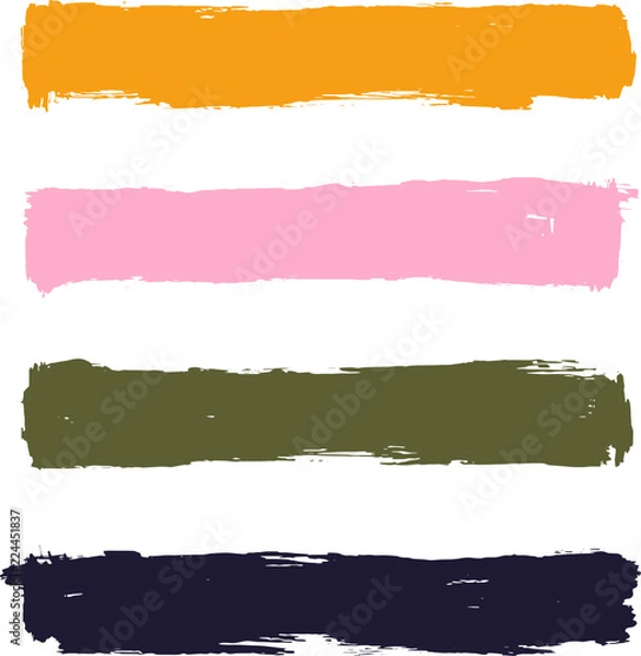 Fototapeta Vector set of hand drawn brush strokes in rectangular shape for backdrops. Colorful artistic hand drawn backgrounds. Hand drawn list, elements for design.