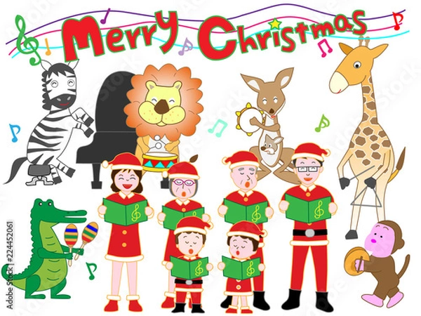 Fototapeta 家族と動物たちのクリスマスコンサート