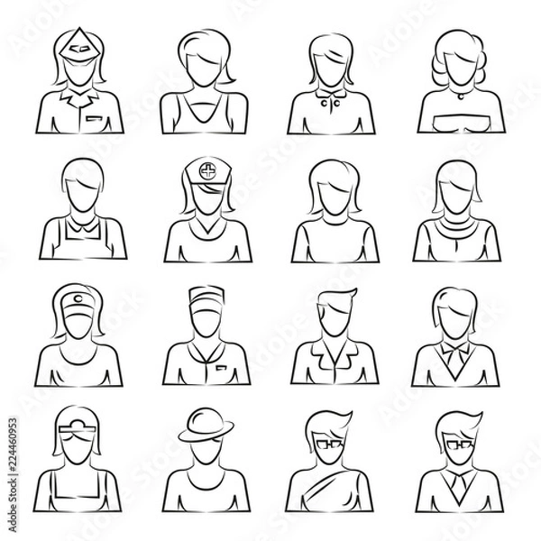 Fototapeta hand drawn women icon set