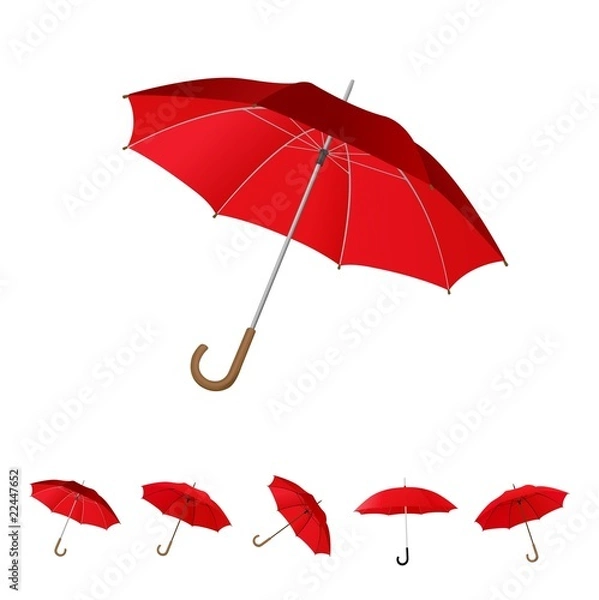 Obraz Zestaw 6 czerwonych parasoli