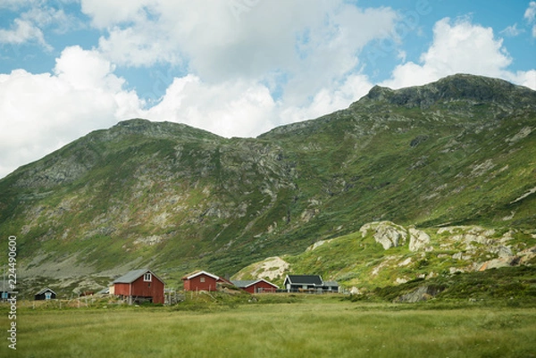 Fototapeta Living houses in highlands in Trysil, Norway's largest ski resort