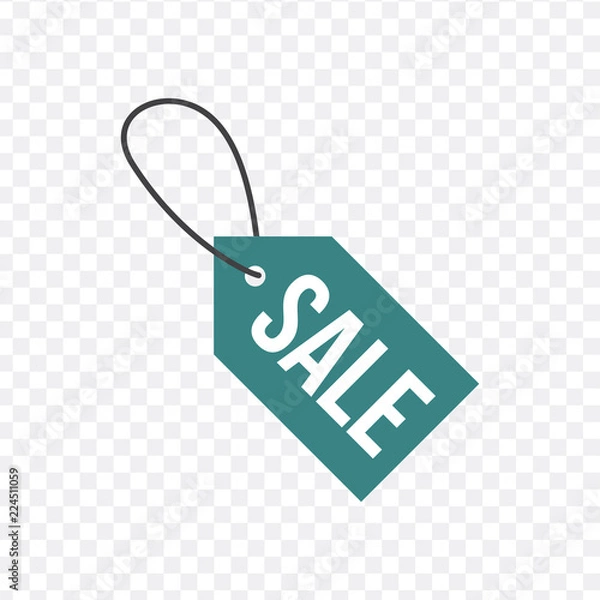 Obraz Sale, price tag icon. Sign isolated on transparent background. Vector flat design illustration