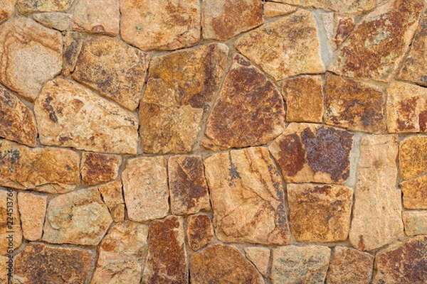 Obraz Old beige stone wall background texture close up