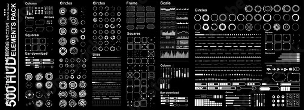 Fototapeta Futuristic virtual graphic touch user interface, Mega set Futuristic Hud elements